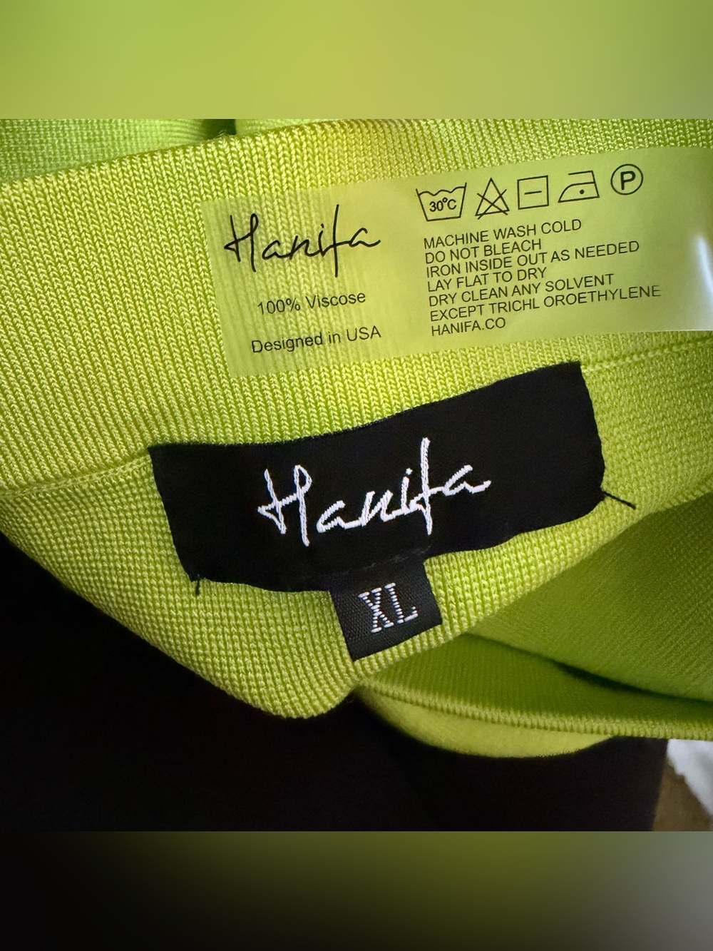 Hanifa Neon Lime Mini Skirt with Front Pockets - Picture 6 of 6